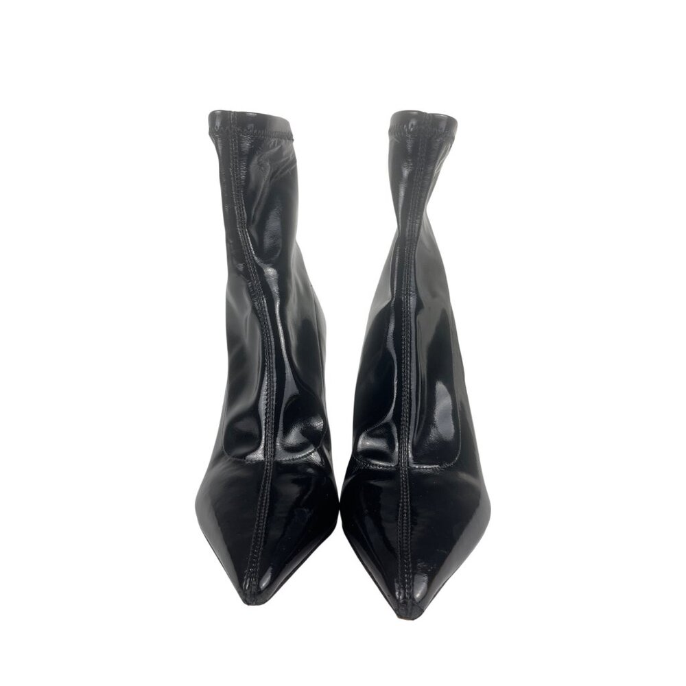 Schutz Women's 6.5B Charleni Brunny Patent Leather Stilletto Sock Bootie Black - Picture 2 of 14